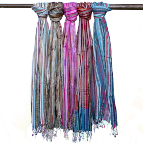 10x Indian Boho Scarves - 56x183cm - Random Blues