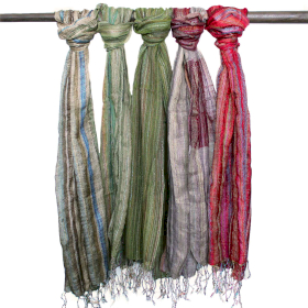 10x Indian Boho Scarves - 56x183cm - Random Greens