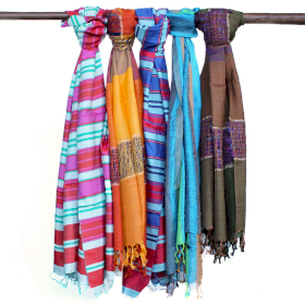 10x Lrg Indian Boho Scarves - 71x183cm - Random Blues