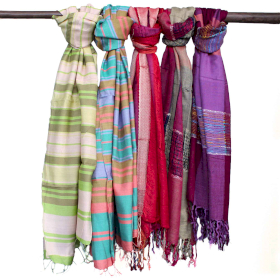 10x Lrg Indian Boho Scarves - 71x183cm - Random Purples