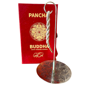 Rope Incense and Silver Plated Holder Set - Pancha Buddha