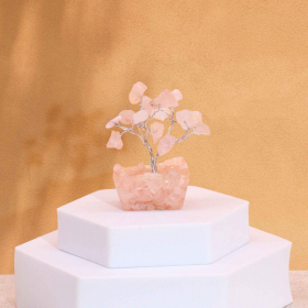 12x Mini Gemstone Trees On Orgonite Base - Rose Quartz (15 stones)