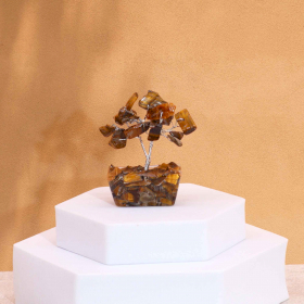 12x Mini Gemstone Trees On Orgonite Base - Tigereye (15 stones)