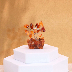 12x Mini Gemstone Trees On Orgonite Base - Carnelian (15 stones)