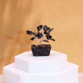 12x Mini Gemstone Trees On Orgonite Base - Black Agate (15 stones)