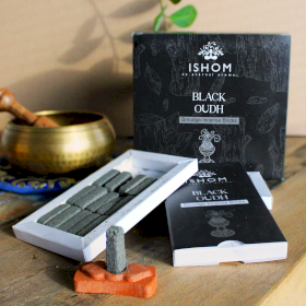 12x Ishom Incense Smudge Bricks and Burner - Black Wood