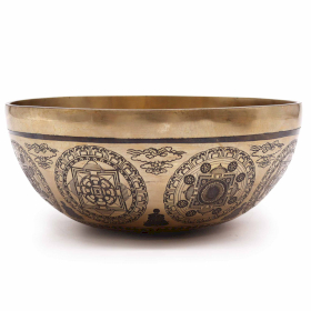 Tibetan Healing Engraved Bowl - 21cm - 7 Chakras & Flower of Life