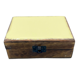 Medium Ceramic Glazed Wood Box - 15x10x6cm - Yellow