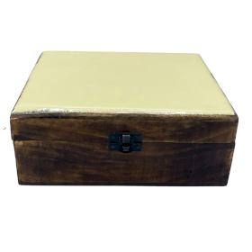 Large Ceramic Glazed Wood Box - 20x15x7.5cm - Yellow