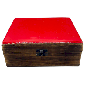 Large Ceramic Glazed Wood Box - 20x15x7.5cm - Red