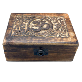 Medium Wooden Keepsake Box 15x10x6cm - Om