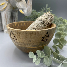 4x Wooden Smudge and Ritual Offerings Bowl - Four Elements - 11x7cm