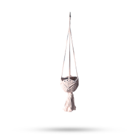 3x Macrame Pot Holder Decorative - Beige