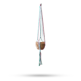 3x Macrame Pot Holder Classic - Pastal Tones Terrace Med Pot