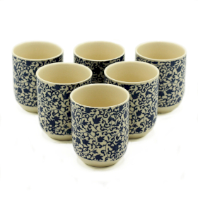 6x Herbal Tea Cup - Blue Pattern