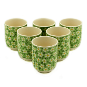 6x Herbal Tea Cup - Green Daisey