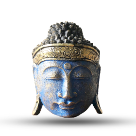 Home Decoration Buddha Head - 25cm - Blue Shine Finish