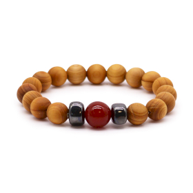 3x Cedarwood Root Chakra Bangle with Red Jasper