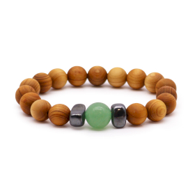 3x Cedarwood Sacral Chakra Bangle with Green Aventurine