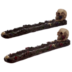 2x Skulls and Roses Ashcatcher Incense Stick Burner