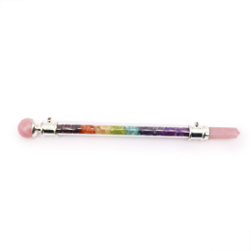 7 Chakra Crystal Healing Wand - Rose Quartz