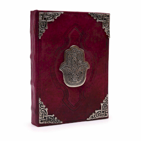 Hefty Red Tan Book - Zinc Hamsa Decor - 200 Deckle Edges Pages - 26x18cm