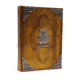 Hefty Coffee Tan Book - Zinc Owl Decor - 200 Deckle Edges Pages - 26x18cm