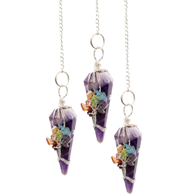 3x Magic Pendulum - Seven Chakra - Amethyst