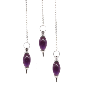 3x Lingam Shaped Gemstone Pendulum - Amethyst