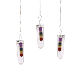 3x Crystal - 7 Chakra Bounded Thin Point Flat Pendulum