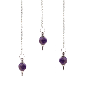 3x Faceted Gemstone Pendulum - Amethyst