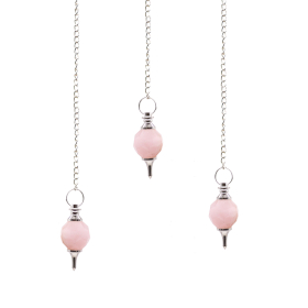 3x Faceted Gemstone Pendulum - Rose Quartz