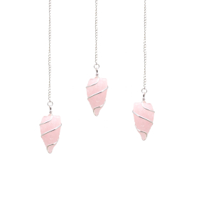 3x Raw Gemstone Pendulum - Rose Quartz