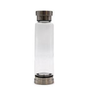 3x Glass Water Bottle - Metal Base & Lid