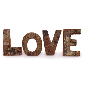 12x Rustic Bark Letter Set - LOVE (4x3) -  7cm