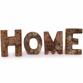 12x Rustic Bark Letter Set - HOME (4x3) -  7cm