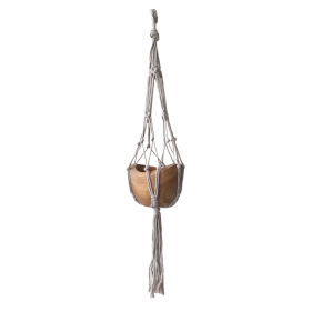 3x Macrame Small Drop Pot Holder - Beige - 75cm