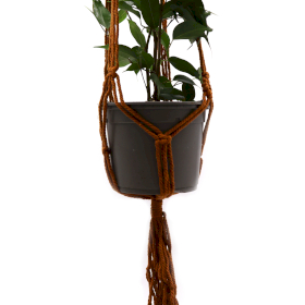 3x Macrame Pot Holder Classic - Chocolate Med Pot