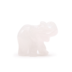 Gemstone Lucky Elephant - White Wisdom Quartz 50x35x25mm