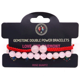 3x Gemstone Double Power Bracelets- Rose Quartz
