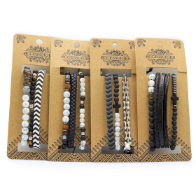 4x Mens Premium Bracelet Set - City Slicker Blacks (asst)