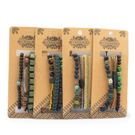 4x Mens Premium Bracelet Set - Outdoor Greens (asst)