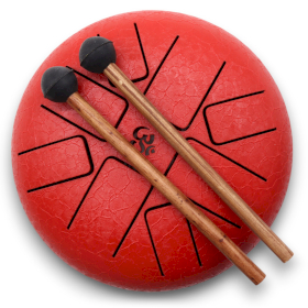 Large Hapi Drum Om Red- 22x18cm