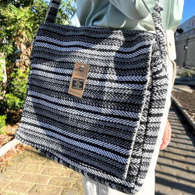 Soft Banjar Laptop Bag - Grey Strips