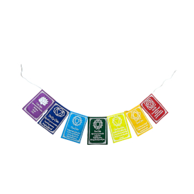 5x Seven Chakra Colours & Mantra - Med (7 Flags)
