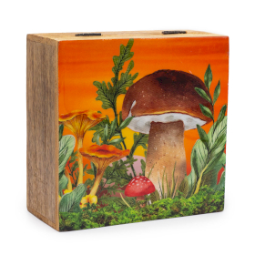 Big Square Box 15x17.5x8cm - Mushroom Design Orange