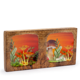 Double Trinket Tray 20x10x2.5cm - Mushroom Design Orange