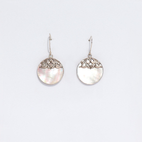 Shell & Silver Earrings - Classic Disc - MOP