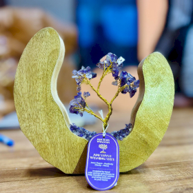 Amethyst Gemstone Tree Garden in Mango Wood Open Ring - 60 Stones