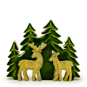 Lost in the Forrest -  Two Dear in the Forrest 3D Wooden Decoration - 18x23cm